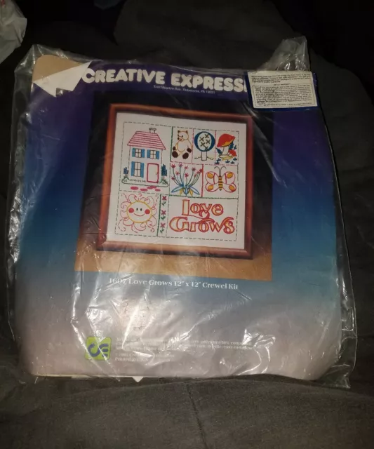 ¡Nuevo en paquete! Kit Creative Expressions/Crewel 1981 #1607 Love Grows 12"" x 12"" envío rápido