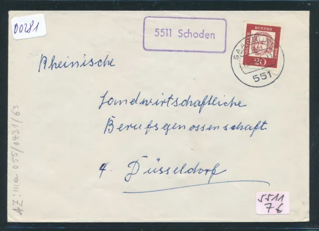 00281) Saarburg > Landpost Ra1 5511 Schoden, Brief 1963