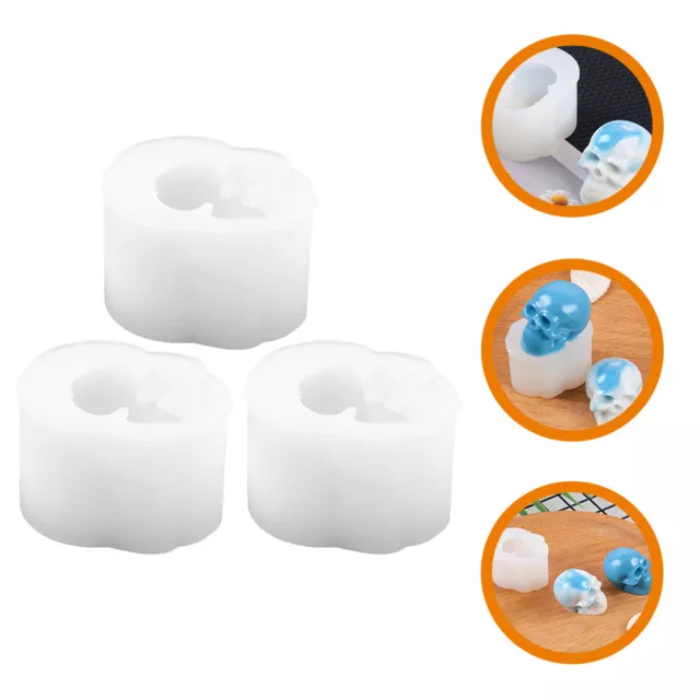 3 Pcs Skull Shape Silicone Mold DIY Epoxy Casting Resin Manual