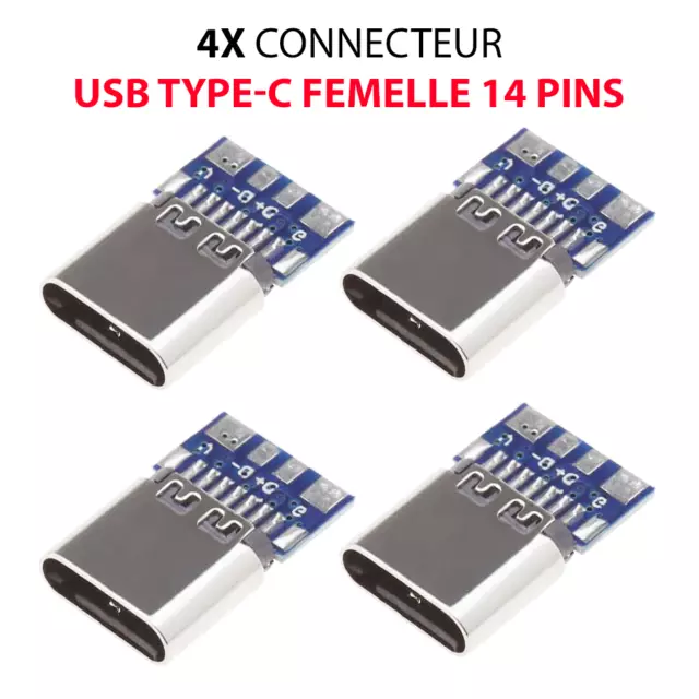4pcs USB Type-C Connettore femmina 14 Pin Pin PCB Presa per presa di saldatura