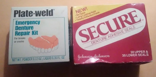 Secure Denture Adhesive Seals (1984) & Plate Weld Emergency Kit MOVIE PROPS