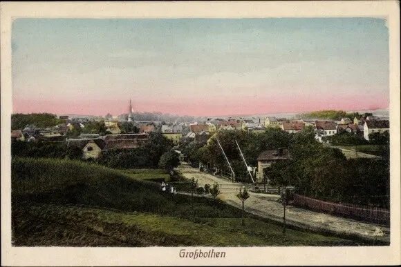 Ak Großbothen Grimma in Sachsen, Bahnübergang, Gesamtansicht - 3390451