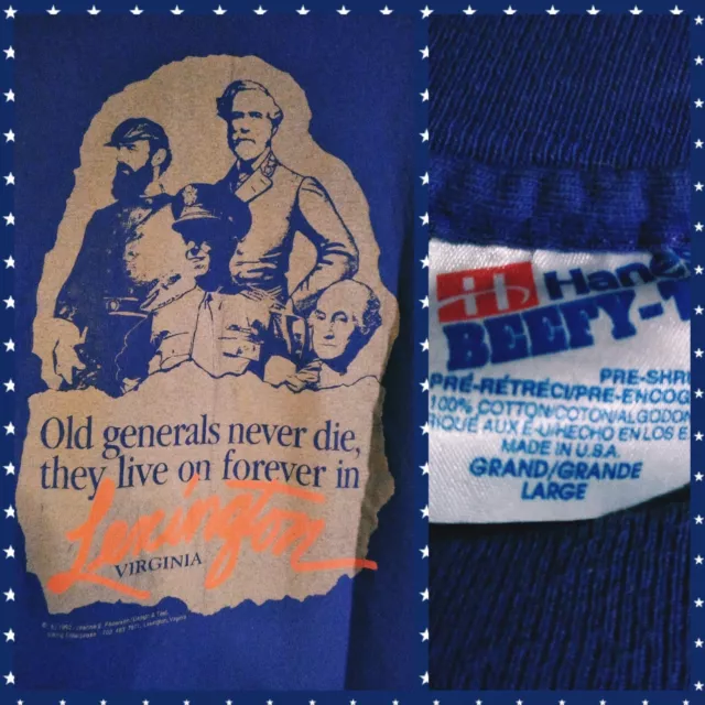 VTG Generals Don't Die Lexington, VA Purple Shirt Civil War Robert Lee Stonewall