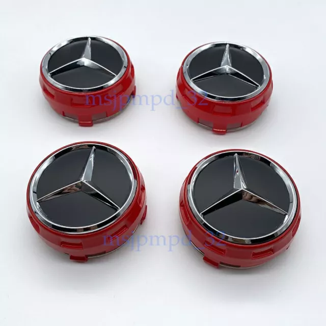 4 x 75 mm per Mercedes Benz AMG emblema coprimozzo alluminio copriruota cerchio copertura 3