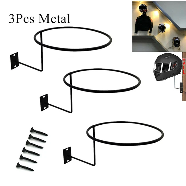 3x Steel Motorcycle Helmet Holder Hook Jacket Bag Display Wall Mount Hanger Rack