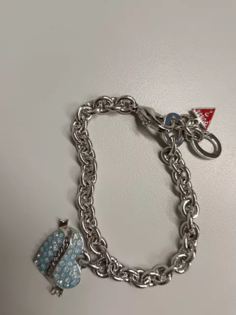 Guess Marca Bracciale Collana Cuore Azzurro Regalo Amore Occasione