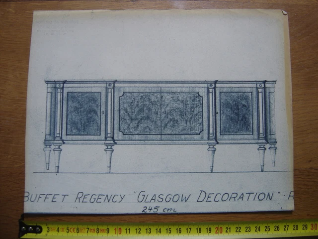 Estampe MEUBLE MOBEL FURNITURE MOBILI buffet Regency Glasgow EHALT Strasbourg