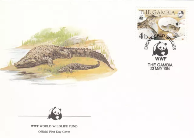 (130378) Crocodile WWF Gambia FDC 1984