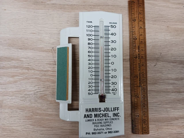 Vintage Metal 1950s Fahr Temperature Advertisement Wall Hanger Antique Ohio Sign