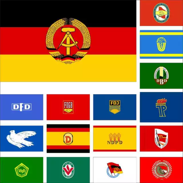 East Germany Flag SED CDU DBD DFBD FDGB FDJ LDPD NDPD Stasi VdgB DTSB GST DDR