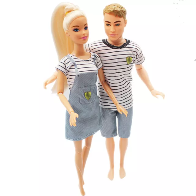 2 Set Sea Striped Fashion Clothes for 11.5" Doll Outfits for Ken Boy Dolls 1/6
