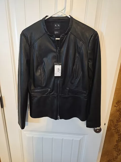 Armani Exchange Black Faux Leather Womens Blouson Jacket Model 6YYB14YNR87 Color