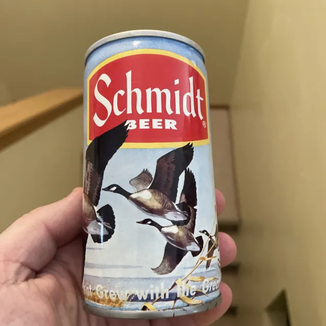 Schmidt Beer Can 12oz Crimped Steel Canada Goose Wildlife Scene Heileman B/O