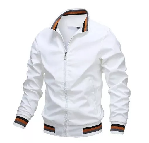 PERRY ELLIS mens jacket WHITE BOMBER JACKET RAIN BREAKER ZIP UP 2XL 48 NWT $99