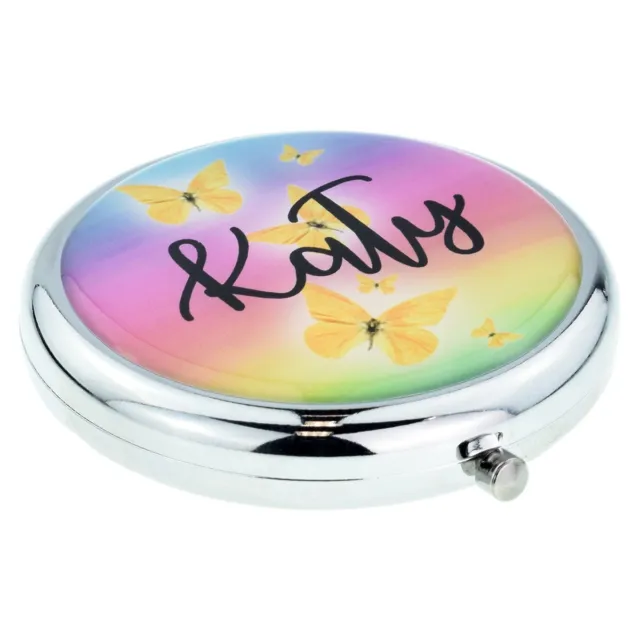 Personalised Name Beautiful Butterfly Silver Plated Handbag Mirror XHMC205
