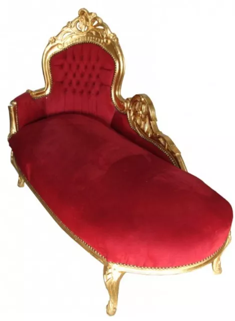 Casa Padrino Barock Chaiselongue "King" Bordeaux/Gold Liege Recamiere Sofa