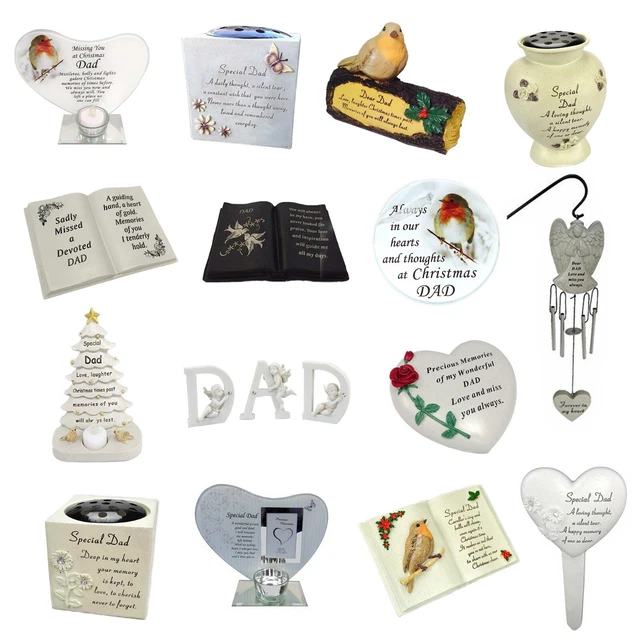 Dad Memorial Vases Pots Graveside Spike Black Gold Letters Loving Memory Plaques