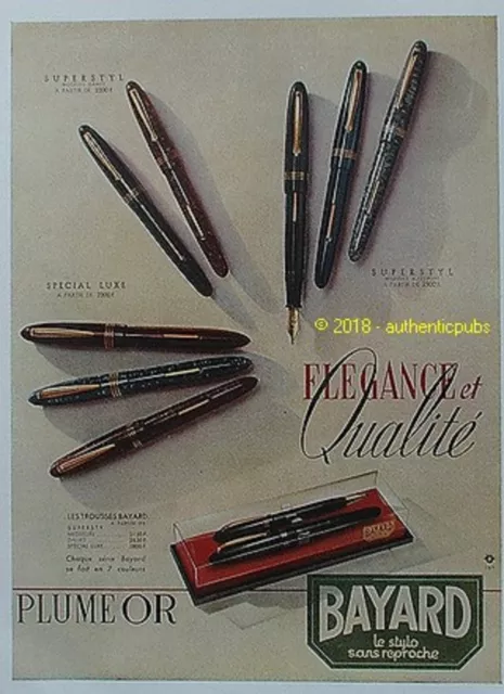 Publicite Bayard Stylo Plume Superstyl Special Luxe De 1948 French Ad Pub Rare