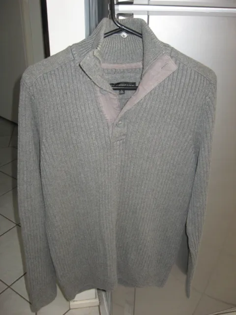Jonathan Adams Grey Button Up Neck Ribbed Jumper Size S