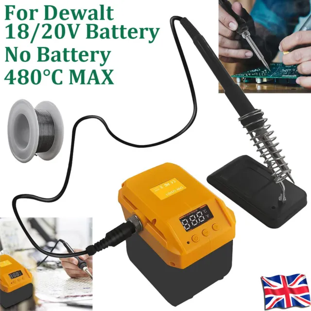 60W Cordless Electric Soldering Iron Welding 480°C for Dewalt 18/20V Battery UK