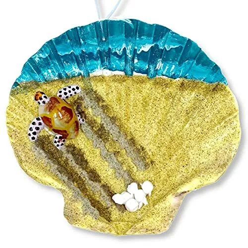 Baby Sea Turtle Eggs Beach Ornament, Handmade Christmas Tree Sea Shell Ocean
