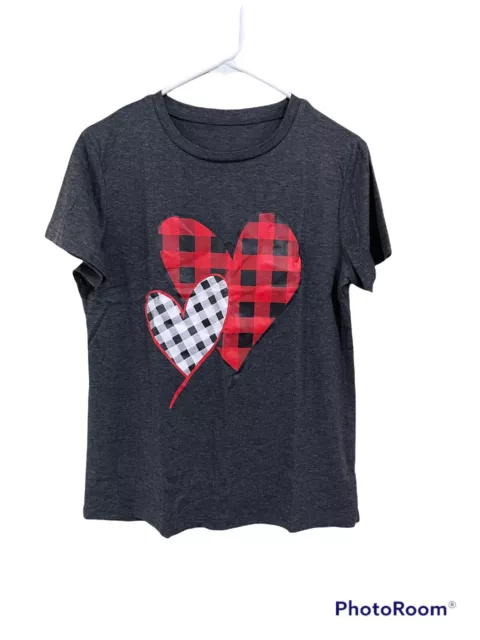 Womens Heart Tee Dark Gray Size M