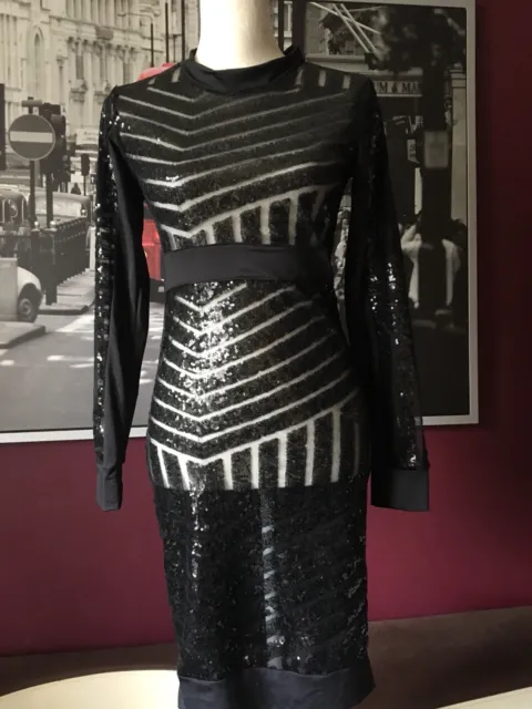 Women’s Sequin Dress color Black Long Sleeve Size S