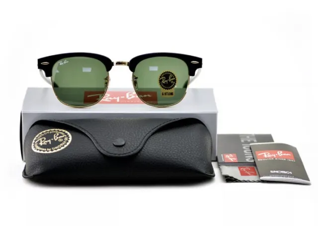 Ray-Ban Clubmaster RB3016 W0365 51mm Black on Arista with Classic G15 Green lens