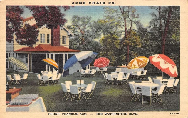 St Louis Missouri Acme Chair Co Outside Dining Furniture Ad Postcard AA69764