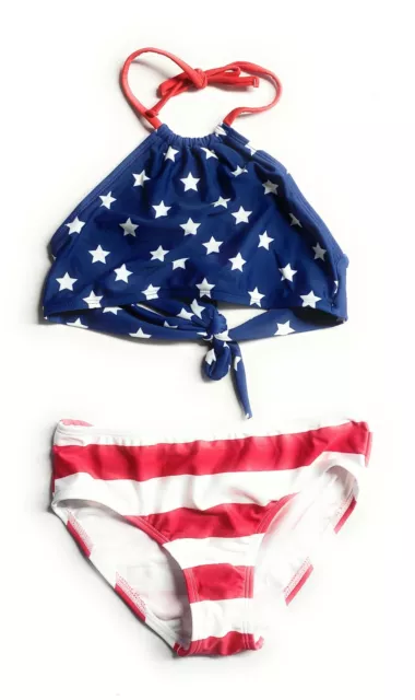 Kanu Surf Girls' Halter Bikini 2-Pcs  Swimsuit (American Flag Bandana,Size 12)