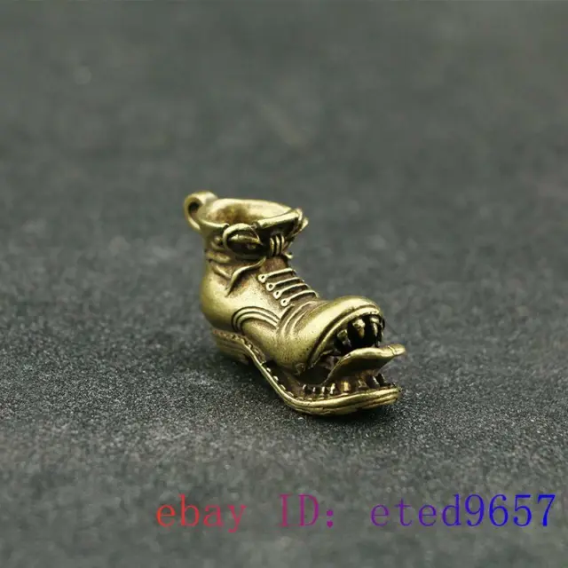 Brass Shoes Pendant Handmade Carved Gifts Key buckle Figurines Statuette