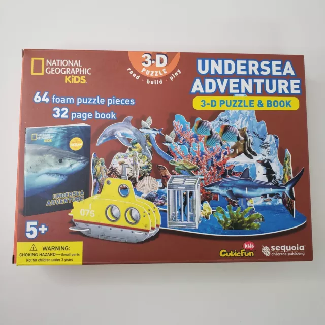 National Geographic Kids Undersea Adventure 3DPuzzle & Book Read Build &Play NEW
