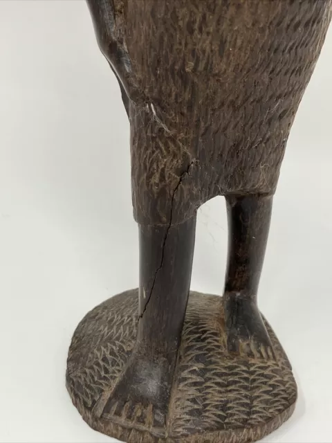 Ebony Wood African Woman Tanzania Hand Carved By Makonde Tribe DAMAGE 3