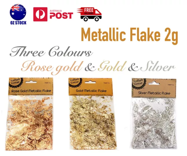 METALLIC FLAKE 2g Rose Gold Silver Craft Hobby Paint DIY Glitter Flakes Confetti