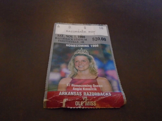 1998 Ole Miss At Arkansas College Football Ticket Stub