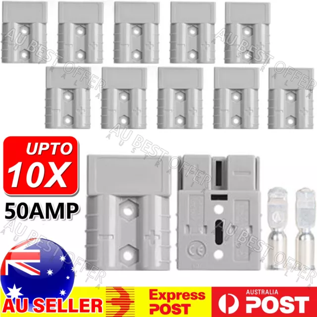 10Pcs Anderson Style Plug Connectors 50 AMP 12-24V 6AWG DC Power Tool AUS