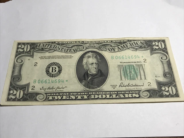1950B Twenty $20 Dollar   Federal Reserve Banknote -New York B06614694 Star Note
