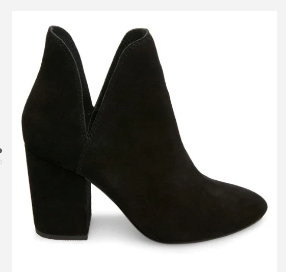 Black Suede Boots Steve Madden Bootie Split Ankle 3.5"Block Heel Size 8.5 Black Suede Boots Steve Madden Bootie Split Ankle 3.5"Block Heel Size 8.5