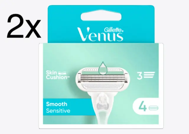 2x Gillette Venus Smooth Sensitive 8 Stück Original Ersatz Rasierklingen Klingen