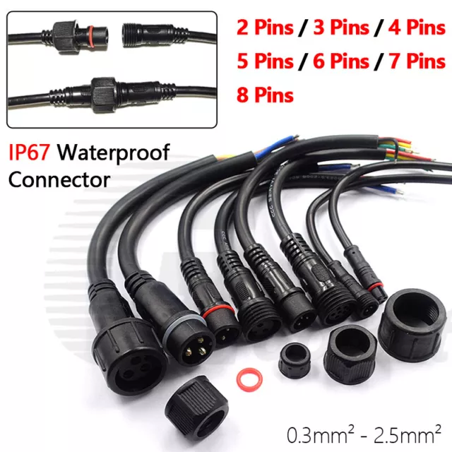 2/3/4/5/6/7/8 Pin IP67 Outdoor Waterproof Electrical Cable Wire Connector Plug