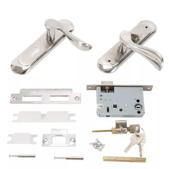 Stainless Steel Security Door Lock Lever Handle Lock Set Privacy Entry Mortise 2