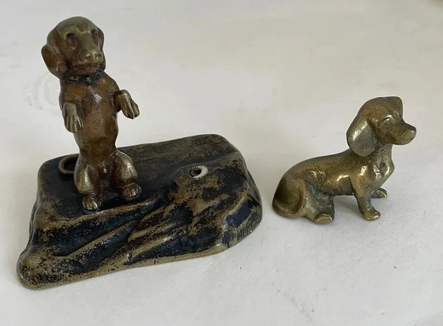Vintage mini Brass Dachshund figurines
