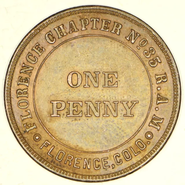 Masonic Penny Token; Florence, Colorado Chapter #35; Nice High Grade! No Reserve