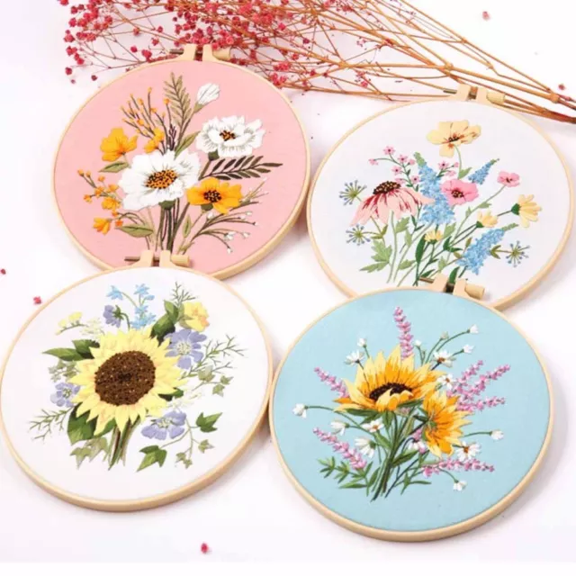 Needle Thread Embroidery Hoop Cross Stitch Kit Flower Embroidery Needle Punch
