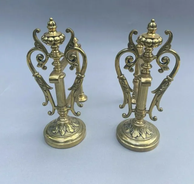 Pair Of Antique Victorian Fireplace Chenets Andirons