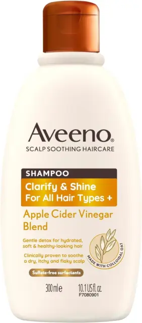 Aveeno Clarify and Shine Apfelessig Essig Kopfhaut beruhigendes Shampoo für alle Haare