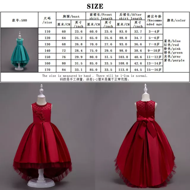 Lace Flower Girls Dress Full-Length Formal Ball Gown for Kids Wedding Bridesmaid 2