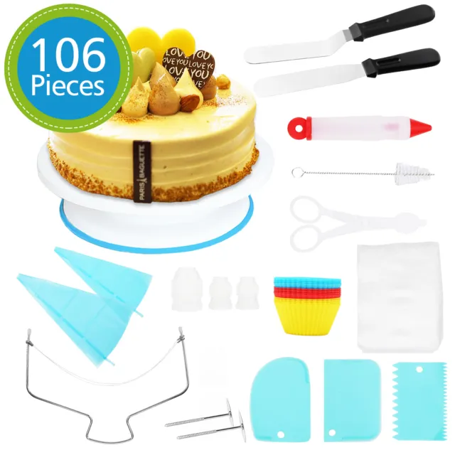 106X Accesorios para hornear fondo de pastel plato de pastel Boquillas para pulverizar bolsa para pulverizar juego