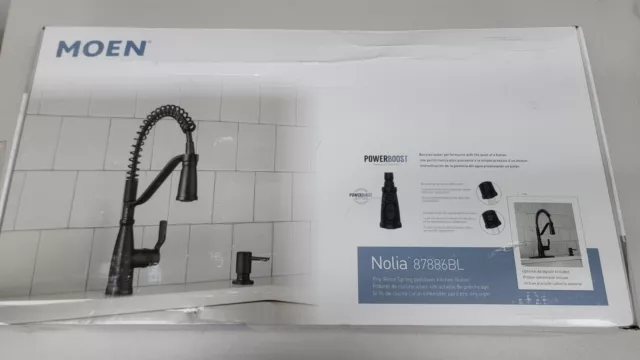 Moen Nolia Matte Black One Handle Pre Rinse Spring Kitchen Faucet 87886BL