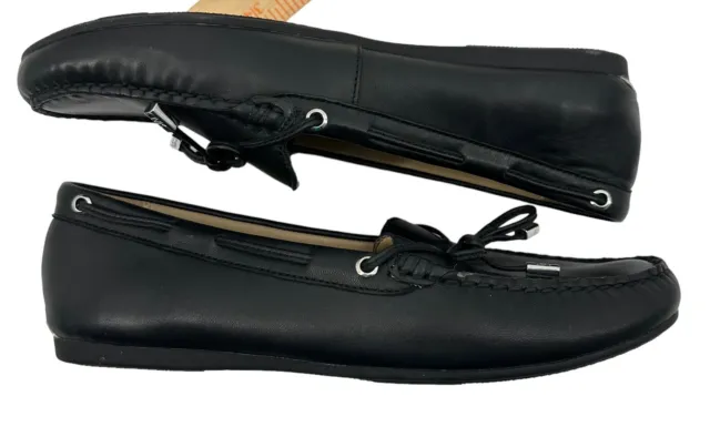 Michael Kors Daisy Moc Shoes 9M MV21A Loafers Flat Black Leather Silver Tassle 3